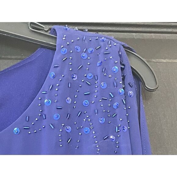 S.L. Fashions Women's Short Chiffon Beaded Capelet Dress - Picture 7 of 8